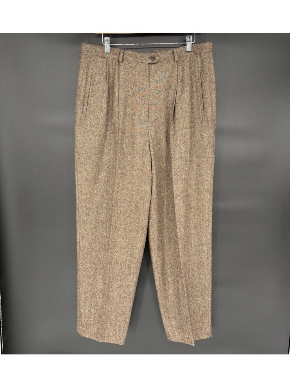 Lauren Ralph Lauren Wool Cashmere Pants 16W Brown Pleated Trousers Straight Leg